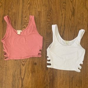 Pink and White Crop Tank Tops